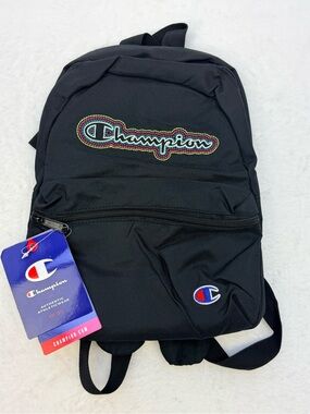 Champion Black Backpack with Multicolor Script Logo Small